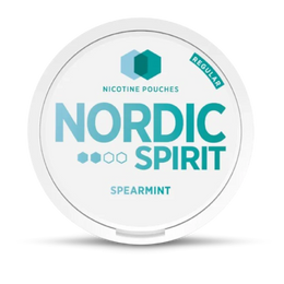 Nordic Spirit nicotine pouches packaging with spearmint flavor on a white background