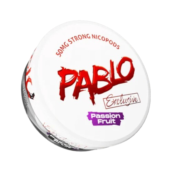 Pablo Nicopods packaging with red and purple text on a white background