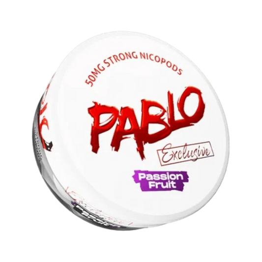 Pablo Nicopod container with red and purple text on a white background
