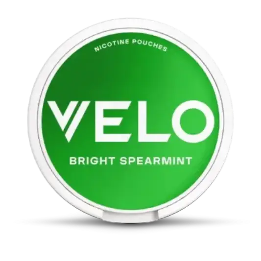 Green Velo nicotine pouch container on a white background