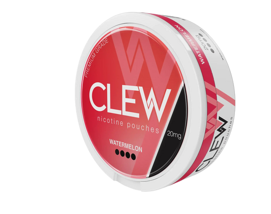 Watermelon 20mg nicotine pouches can, angled view