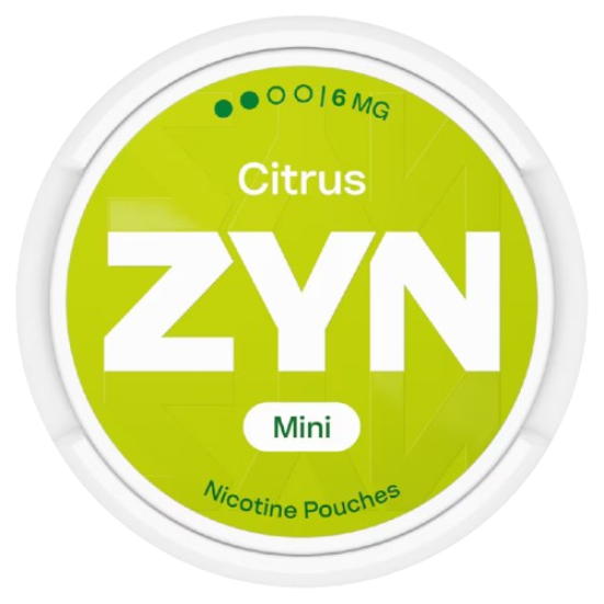 ZYN Citrus Mini nicotine pouches packaging on a white background