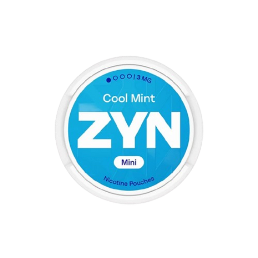 ZYN Cool Mint Mini nicotine pouches container on a white background