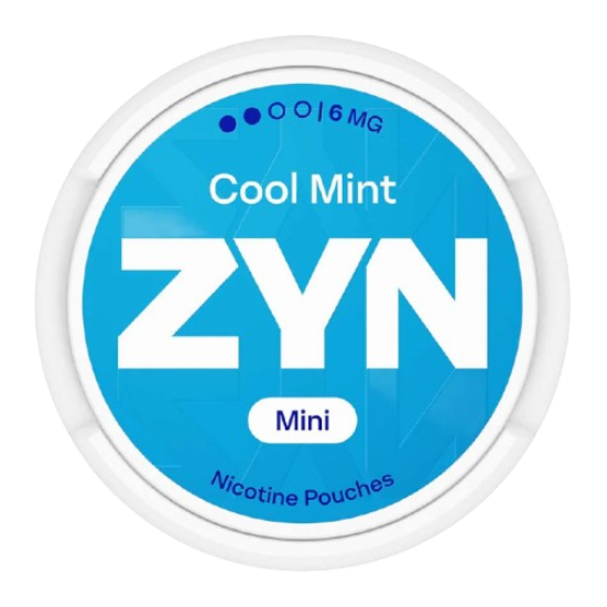 ZYN Cool Mint nicotine pouches packaging on a white background