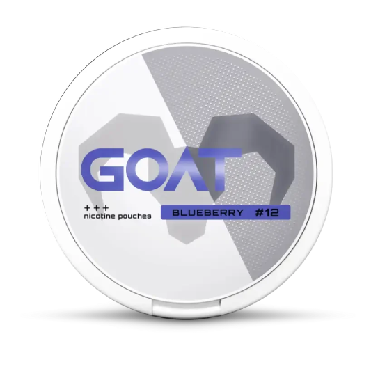 GOAT Blueberry #12 nicotine pouches can, front view with shadow