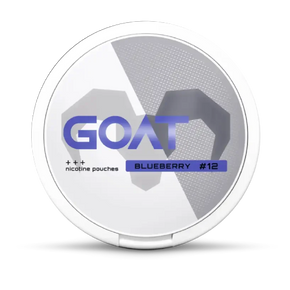 GOAT Blueberry #12 nicotine pouches can, front view with shadow