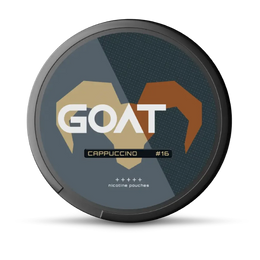GOAT Cappuccino nicotine pouches can, front view