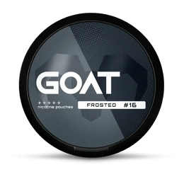 GOAT Frosted nicotine pouches can, front view with shadow