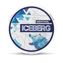Iceberg Menthol packaging with geometric design and bear illustration on a white background