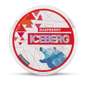 Iceberg Raspberry Medium nicotine pouches can, front view